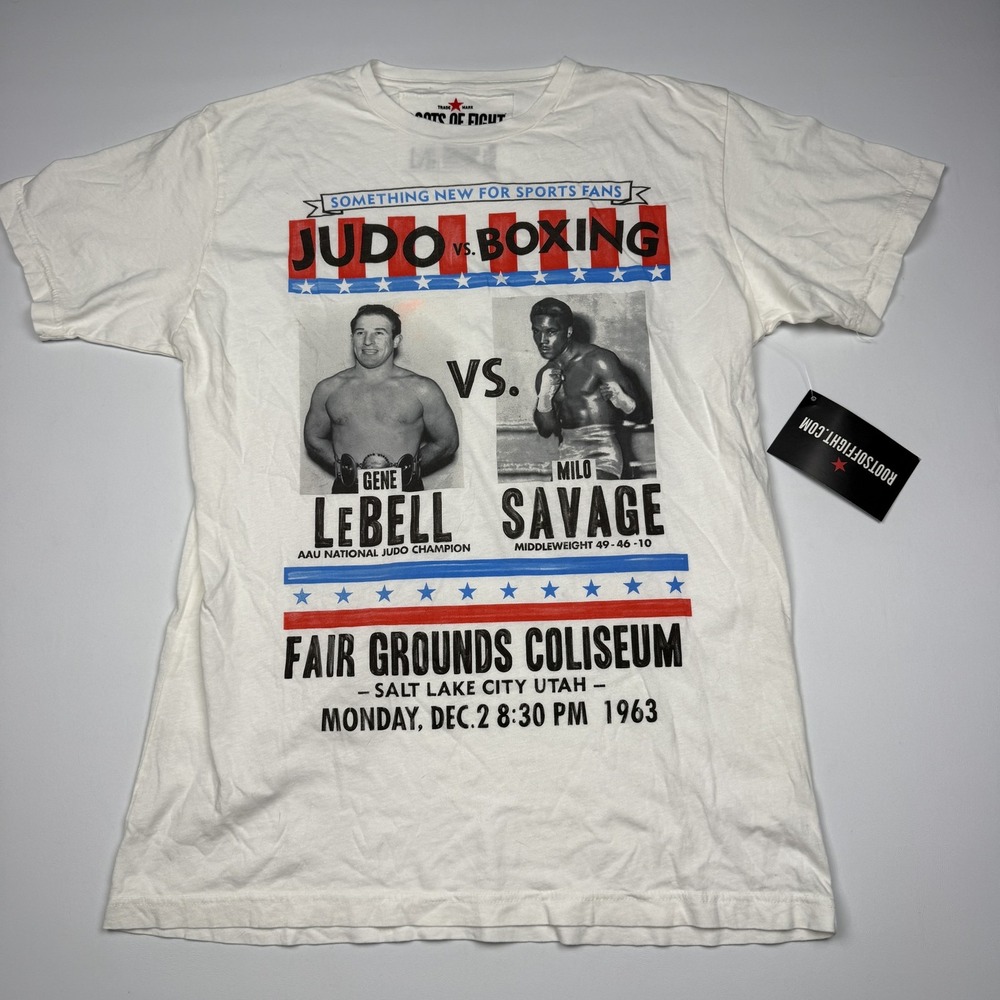 Roots Of Fight Shirt Mens Large White Judo Vs Boxing Gene Lebell Milo Savage Tee